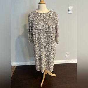 BRAND NEW WITH TAG! Jessica Howard Cream & Brown Lace Sheath Dress Size 14W